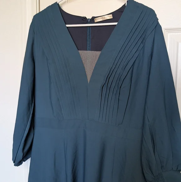 Wayward Fancies eShakti Womens Blue Ombre Pleat Midi Dress L Fairy Dark Romantic - Picture 2 of 12